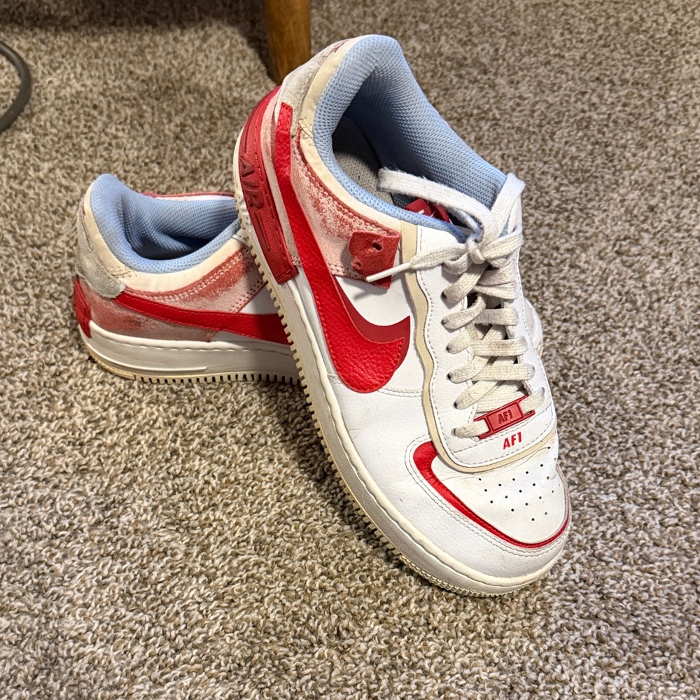 Nike Air Force 1 Red and White Shoes